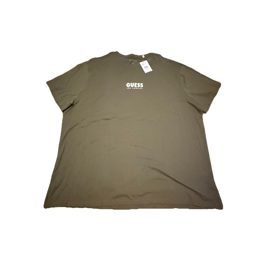NWT GUESS JEANS Green T‎ Shirt Mens 3XL Embroidered Spell Out Logo